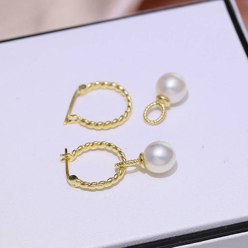 8-9mm Freshwater Pearl & Twist Hoop Detachable Earrings - House Of Pearls
